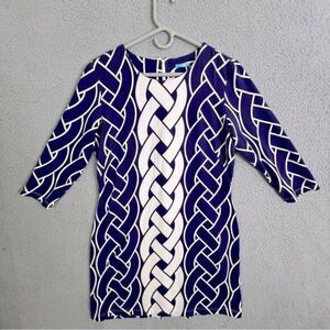 J MCLAUGHLIN DEVON CHATHAM BRAID KNIT SHEET DRESS PURPLE WHITE SITL